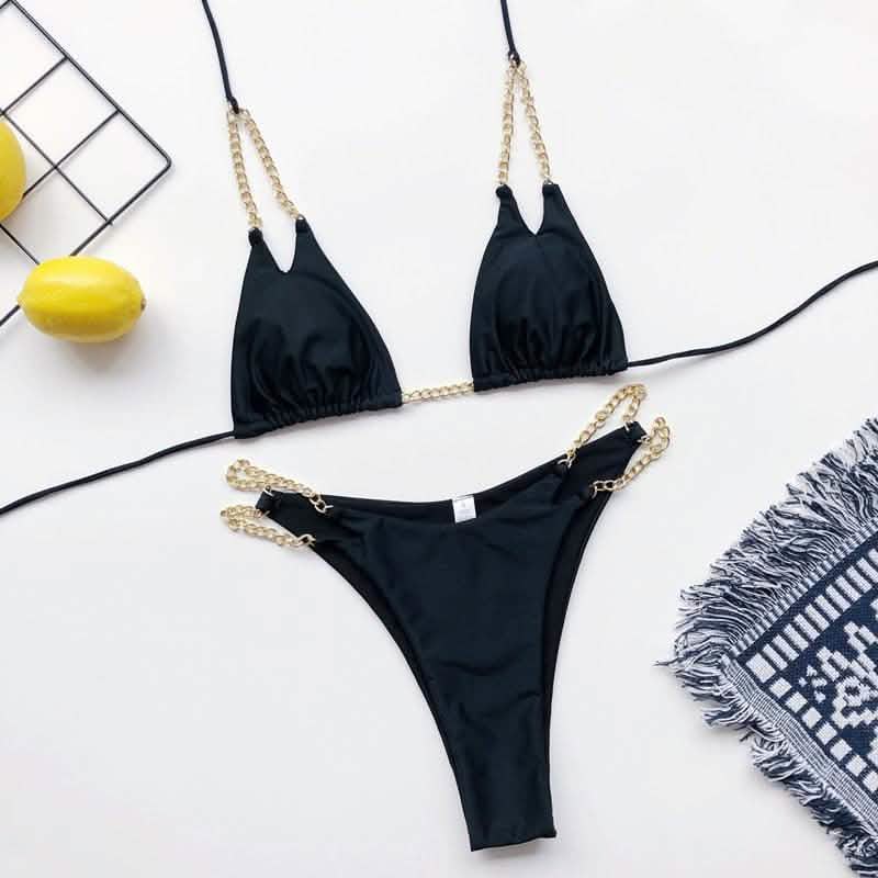Mini Bikini Tie Dye Swimwear Women Metal Chain Patchwork Bathing suit Triangle Bikinis Women's Swimsuit Women Sparkle Glitter Swimwear Sequin Bikini Shiny String Bra Swimsuit Beach Wear Women's Swimwear - Tophatter Daily Deals