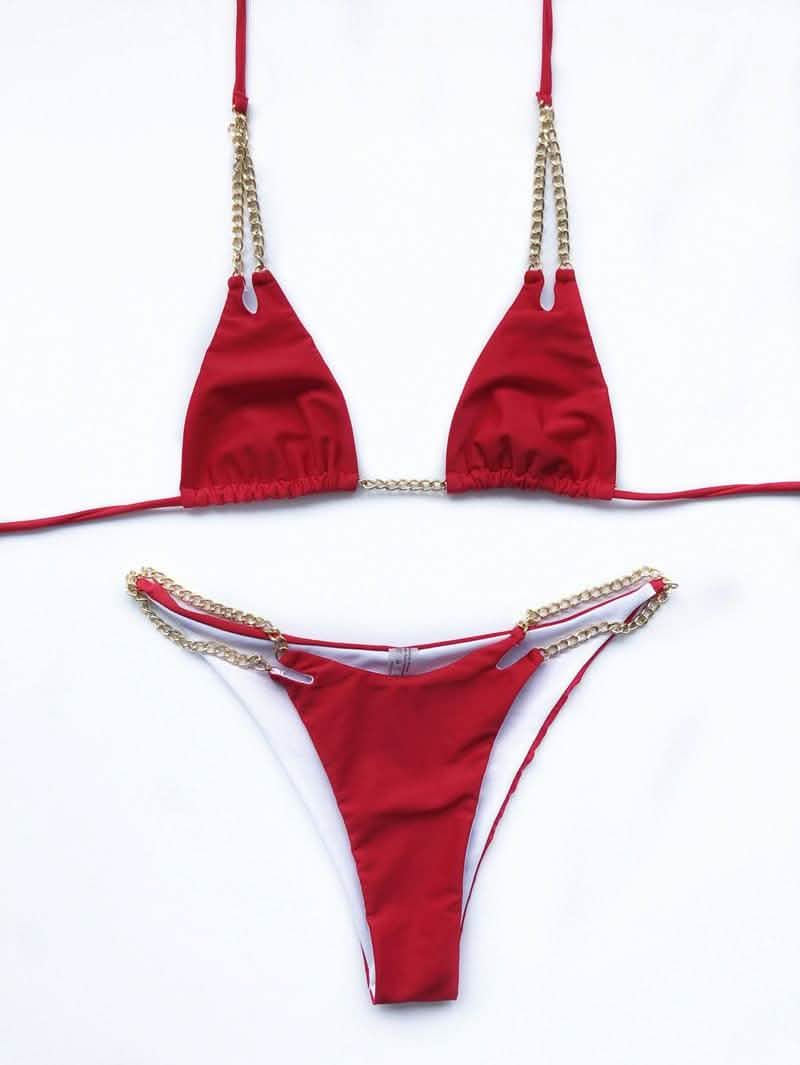 Mini Bikini Tie Dye Swimwear Women Metal Chain Patchwork Bathing suit Triangle Bikinis Women's Swimsuit Women Sparkle Glitter Swimwear Sequin Bikini Shiny String Bra Swimsuit Beach Wear Women's Swimwear - Tophatter Daily Deals