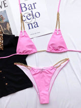 Mini Bikini Tie Dye Swimwear Women Metal Chain Patchwork Bathing suit Triangle Bikinis Women's Swimsuit Women Sparkle Glitter Swimwear Sequin Bikini Shiny String Bra Swimsuit Beach Wear Women's Swimwear - Tophatter Daily Deals