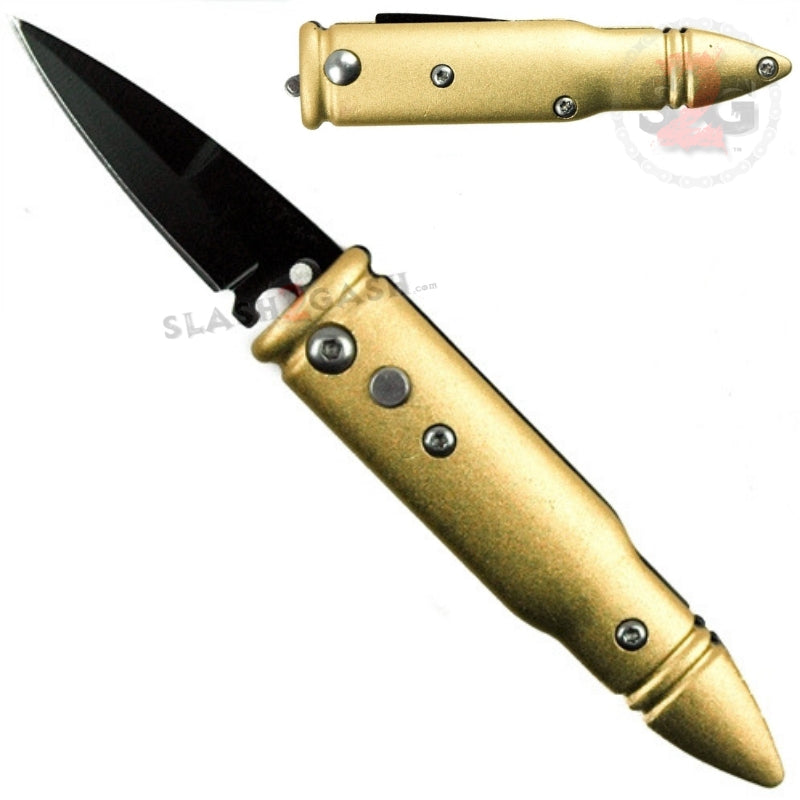 Mini Automatic Bullet Knife Cali Legal Switchblade - Gold Knife-Auto - Tophatter Daily Deals
