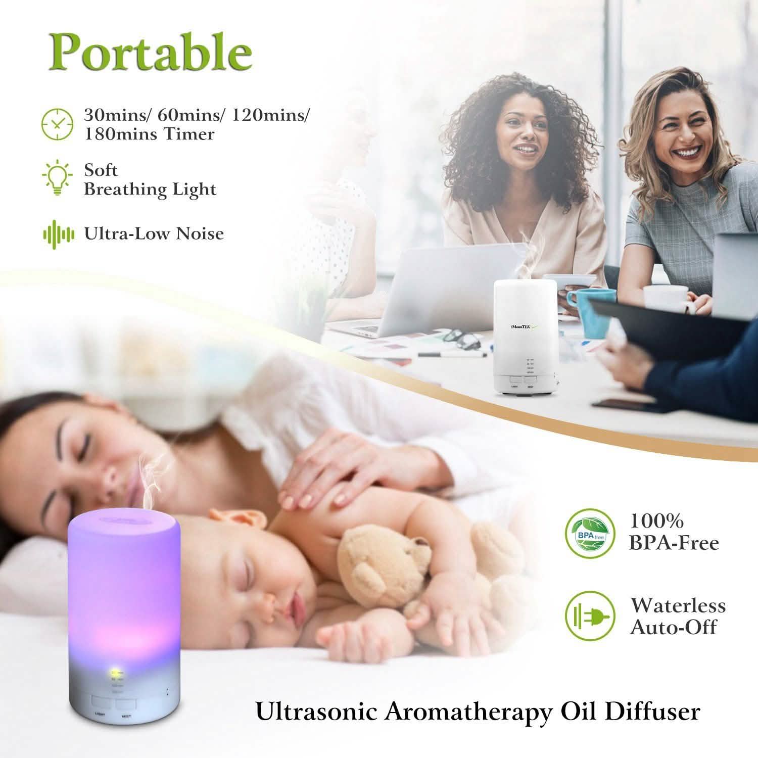 Mini Cool Mist Humidifier with 7 Color LED Lights Health & Wellness - Tophatter Daily Deals