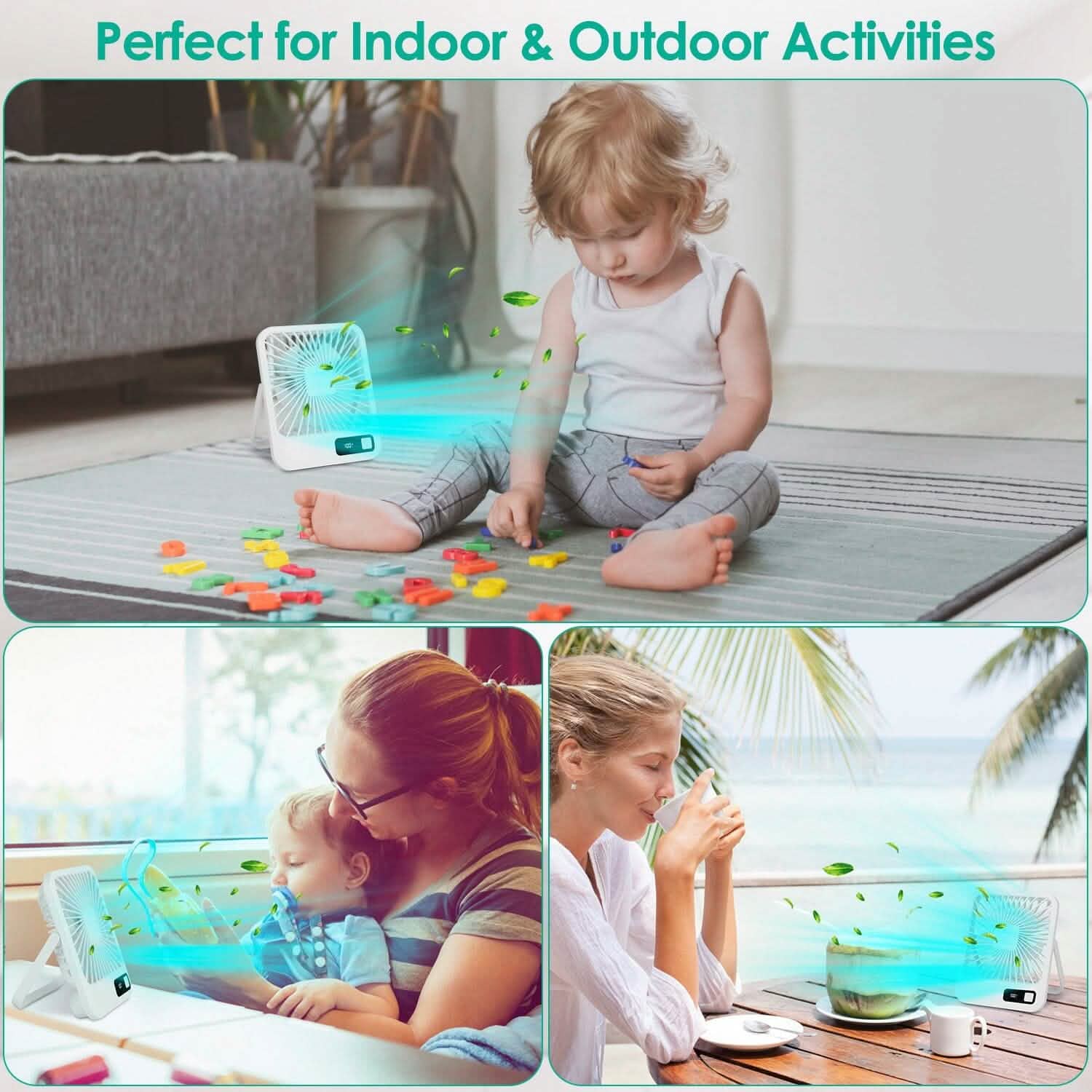 Mini Desktop Cooling Fan Rechargeable Battery Powered with LCD Display Everything Else - Tophatter Daily Deals