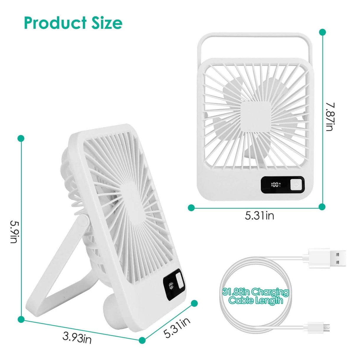 Mini Desktop Cooling Fan Rechargeable Battery Powered with LCD Display Household Appliances - Tophatter Daily Deals