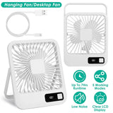 Mini Desktop Cooling Fan Rechargeable Battery Powered with LCD Display Household Appliances - Tophatter Daily Deals