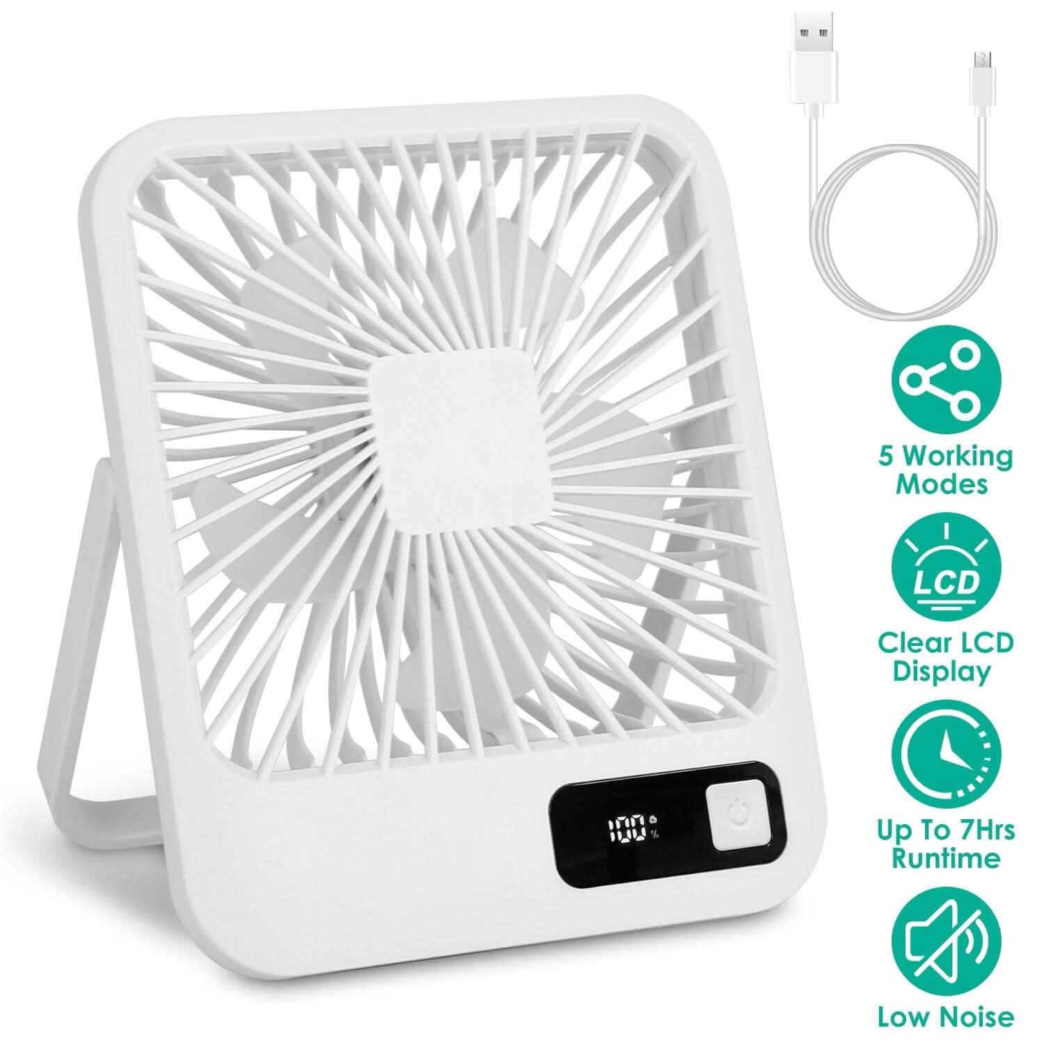 Mini Desktop Cooling Fan Rechargeable Battery Powered with LCD Display Everything Else - Tophatter Daily Deals
