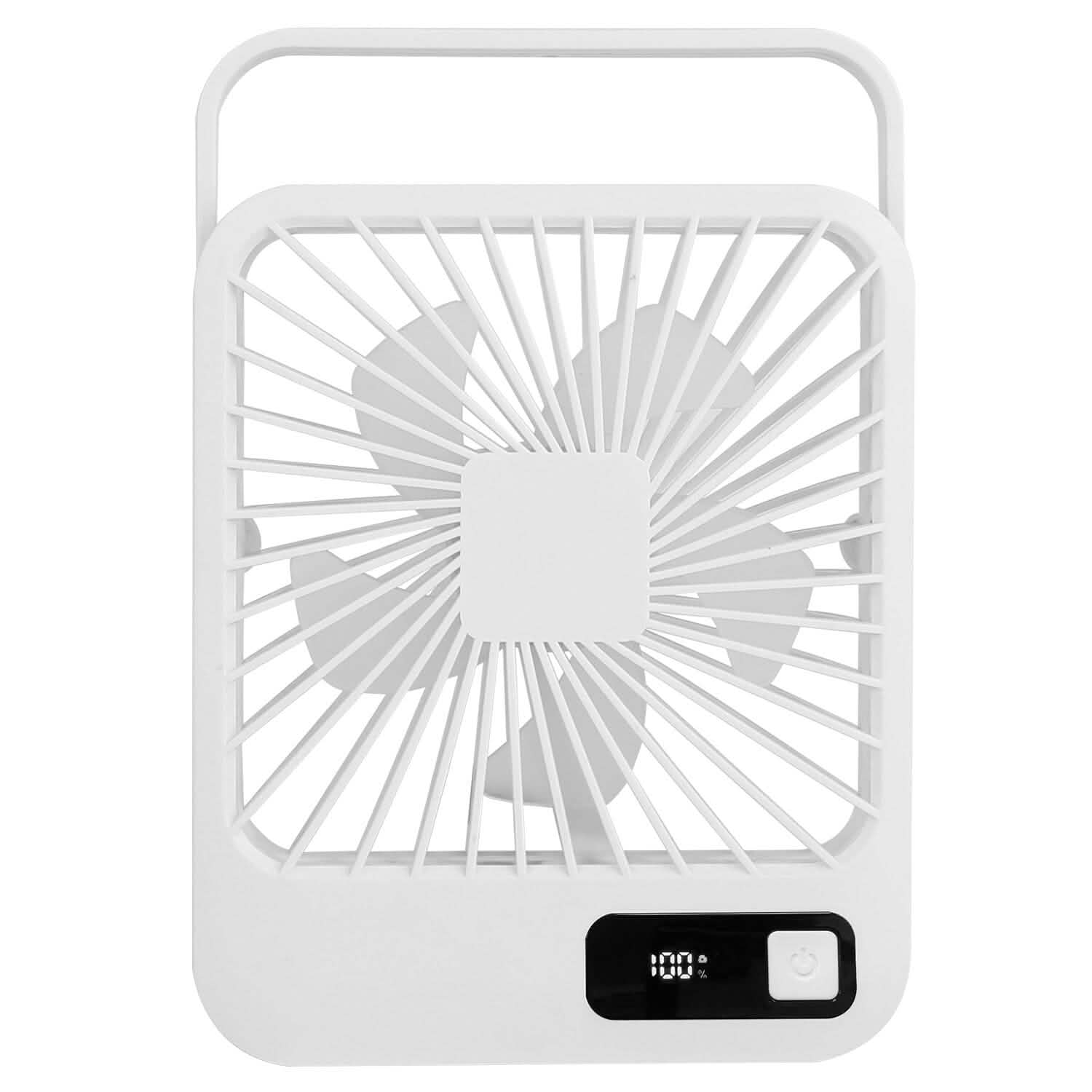 Mini Desktop Cooling Fan Rechargeable Battery Powered with LCD Display White Everything Else - Tophatter Daily Deals