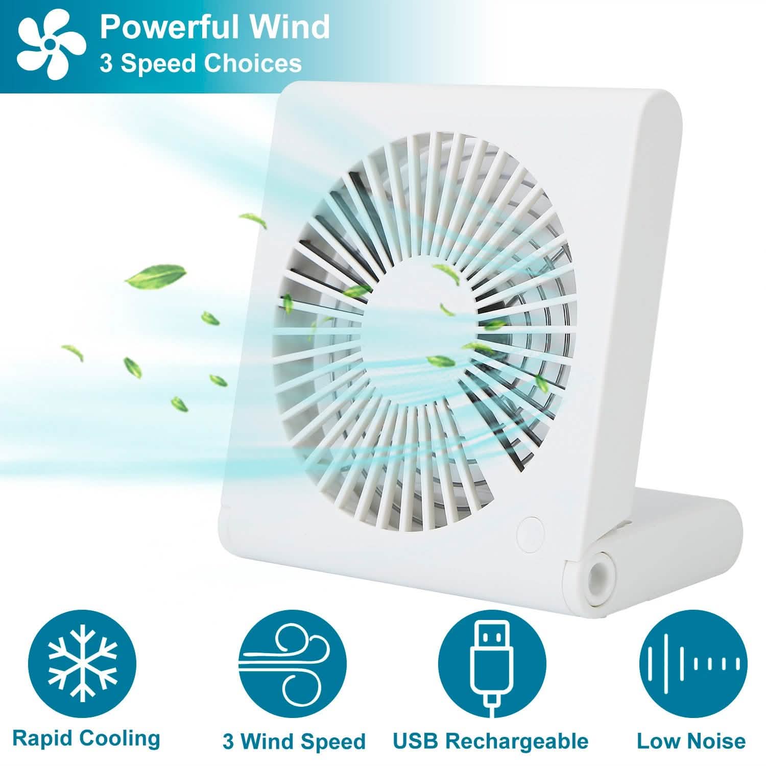 Mini Electric Desk Fan USB Rechargeable Household Appliances - Tophatter Daily Deals