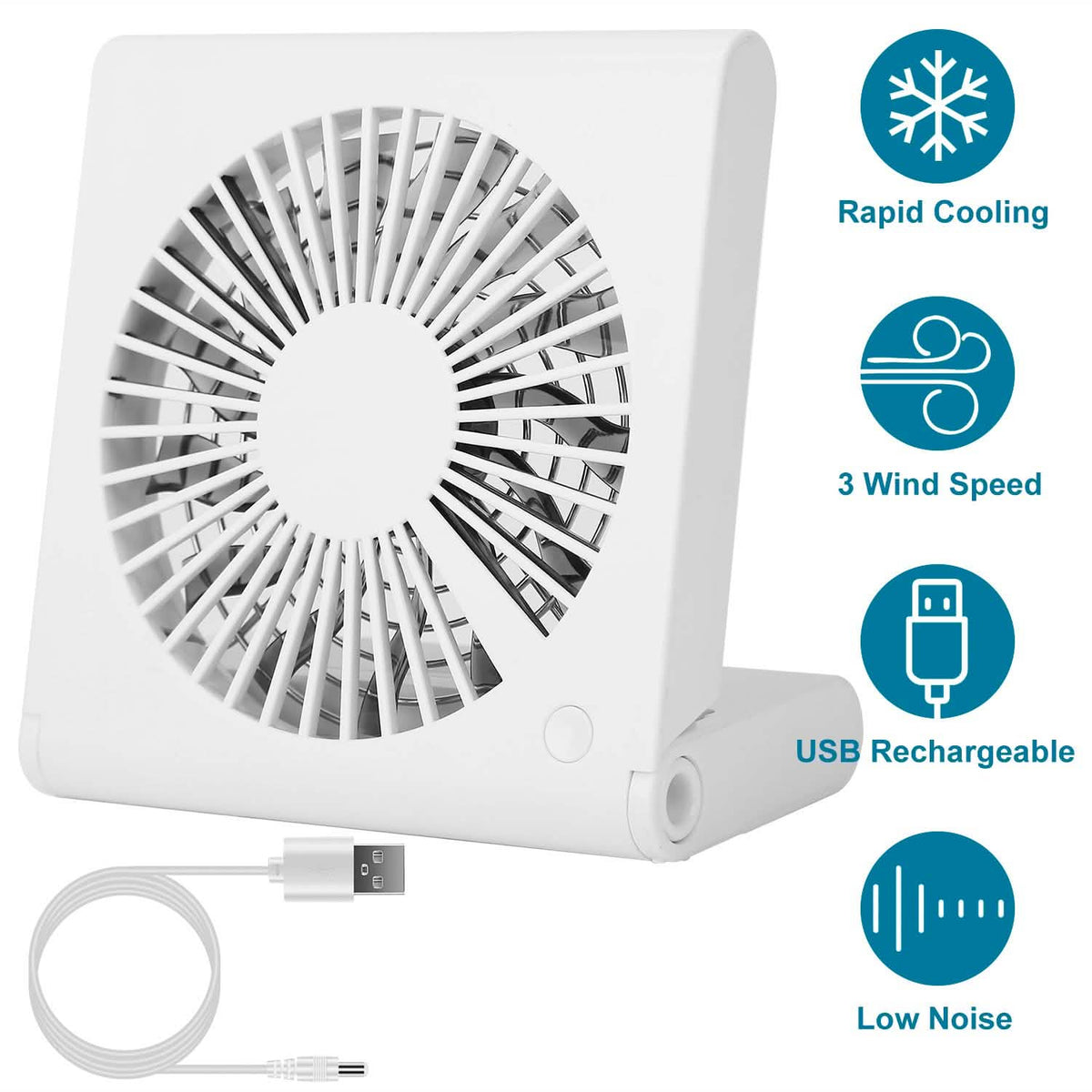 Mini Electric Desk Fan USB Rechargeable Household Appliances - Tophatter Daily Deals