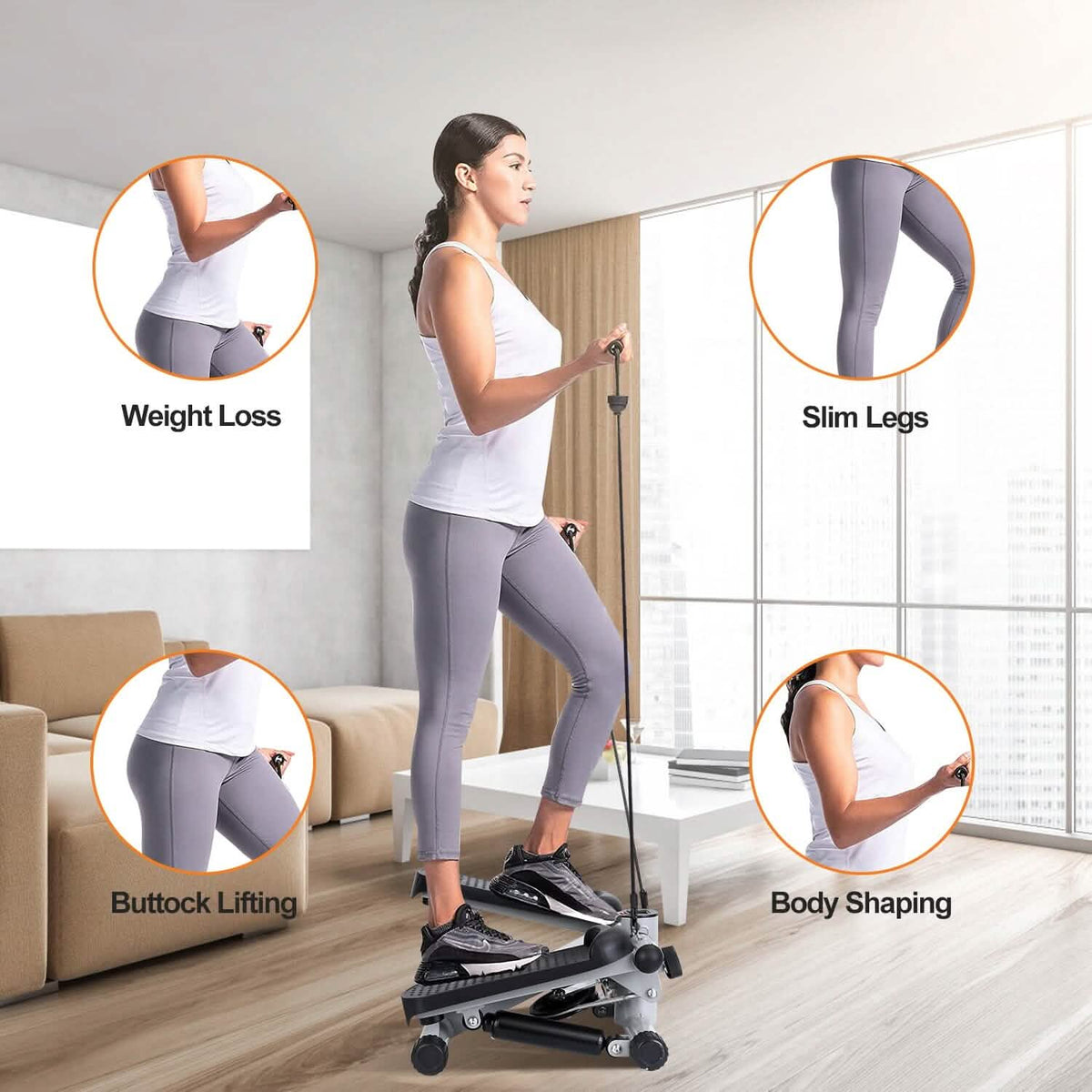 Mini Fitness Stepper with 2 Resistance Bands LCD Monitor Fitness & Exercise - Tophatter Daily Deals