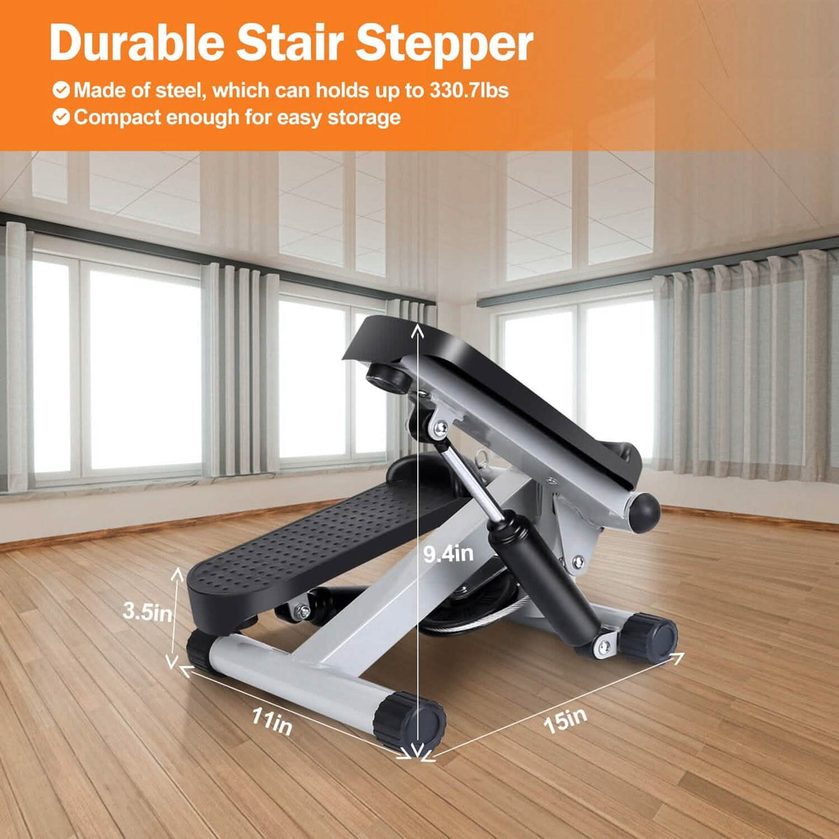Mini Fitness Stepper with 2 Resistance Bands LCD Monitor Fitness & Exercise - Tophatter Daily Deals