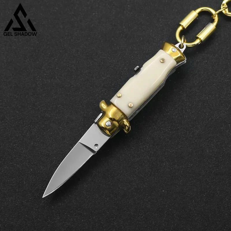 Mini Italian Stiletto AKC Switch Blade Express Keychain-GS123 Ivory white KNIVES - Tophatter Daily Deals