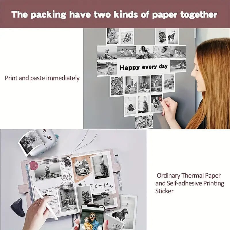 Mini Pocket Wireless BT Thermal Inkless Printer for Smartphones Portable Printer - Tophatter Daily Deals