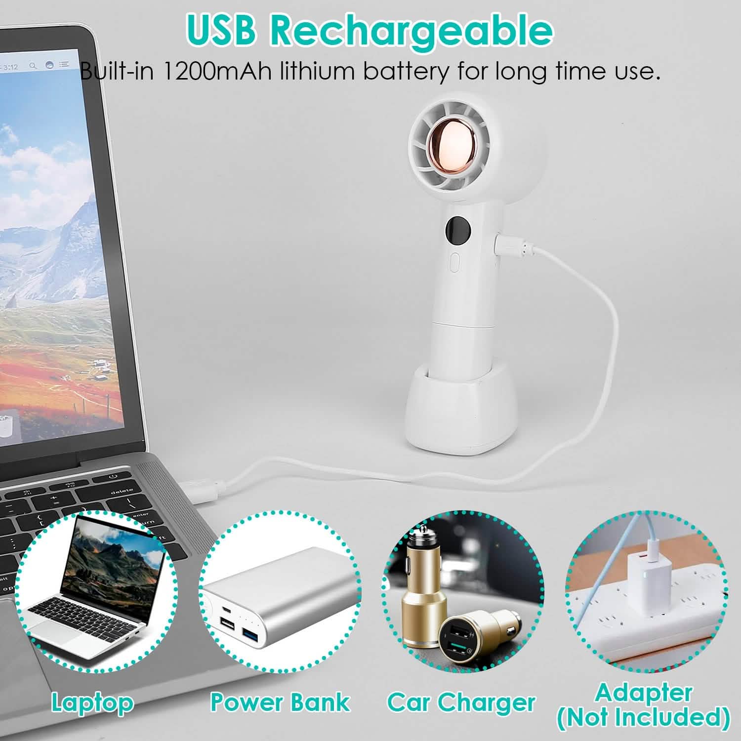Mini Portable USB Rechargeable Handheld Cooling Fan Household Appliances - Tophatter Daily Deals