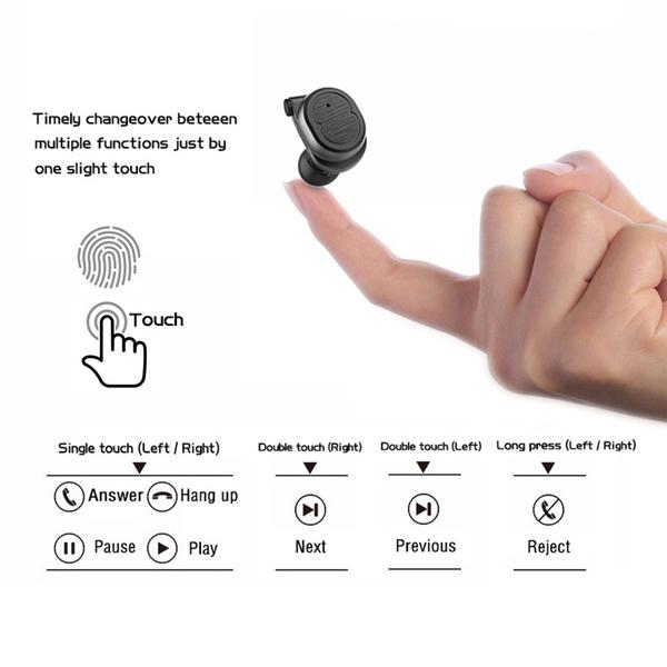 Mini True Wireless Earbuds TWS Touch Control Bluetooth 5.0 Headphone In-Ear Headphones - Tophatter Daily Deals