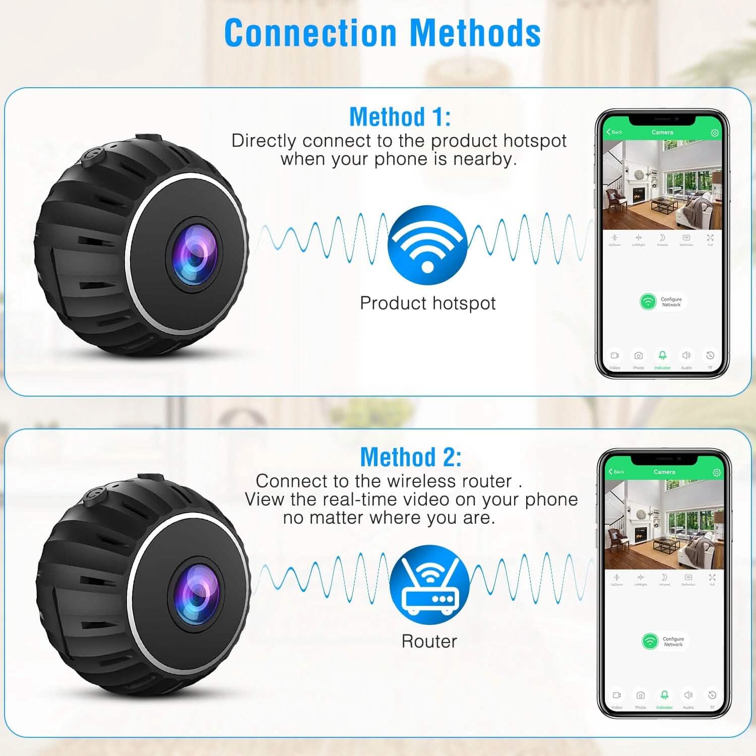 Mini Wireless Camera Wifi IR Night Vision HD 1080P Home Security Smart Home & Security - Tophatter Daily Deals