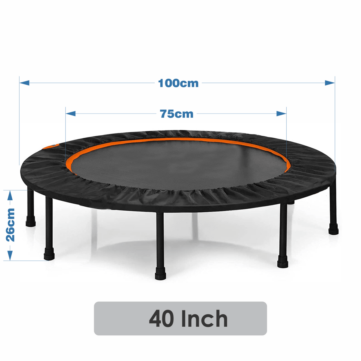 Rebounder Mini Trampoline - 40” Rebounder Mini Fitness Trampoline, Outdoor/Indoor Mini Trampoline, Sprung training Aerobic Trampoline 40" Inch Without T-Bar Exercise & Fitness - Tophatter Daily Deals