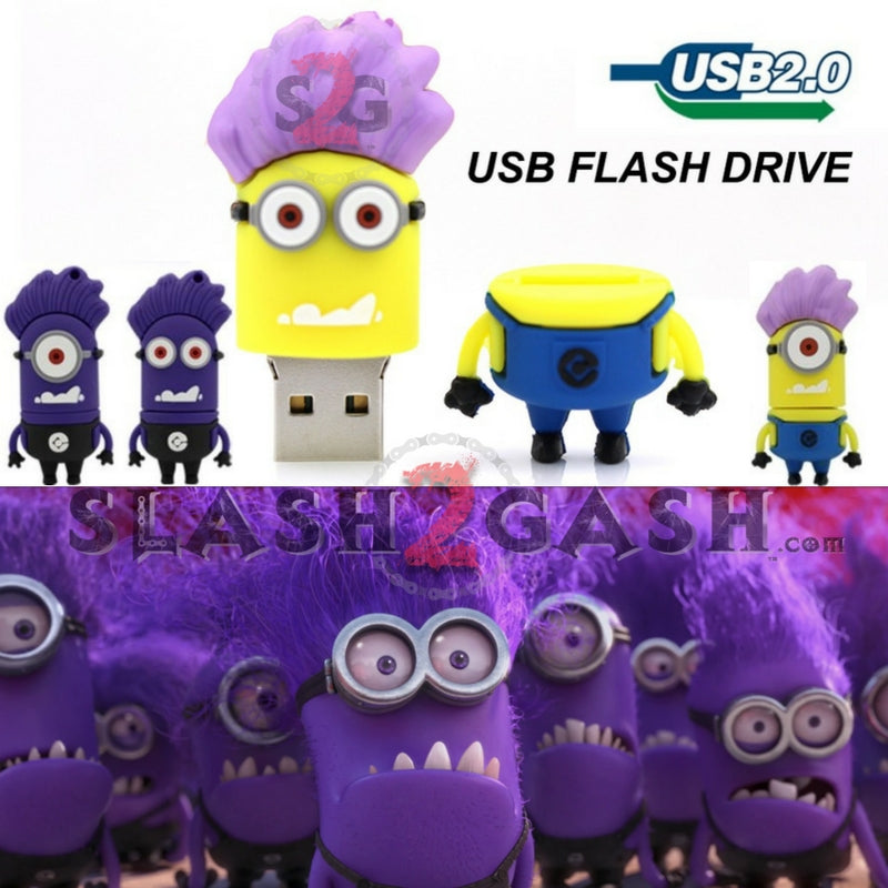 Evil Purple MINIONS Despicable Me USB Flash Drive 2.0 Rubber - 16gb USB Flash Drive - Tophatter Daily Deals
