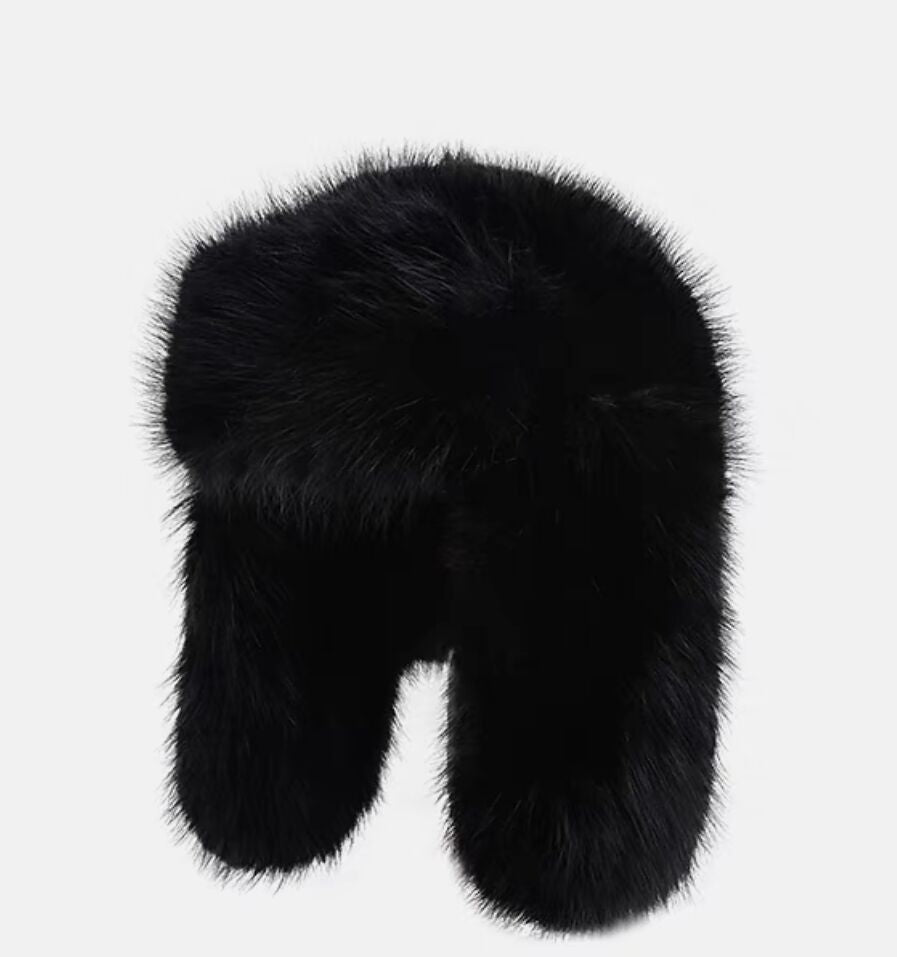 Imitation Mink Plush Hat Winter Women Ear Protection Bomber Hats Black Cap - Tophatter Daily Deals