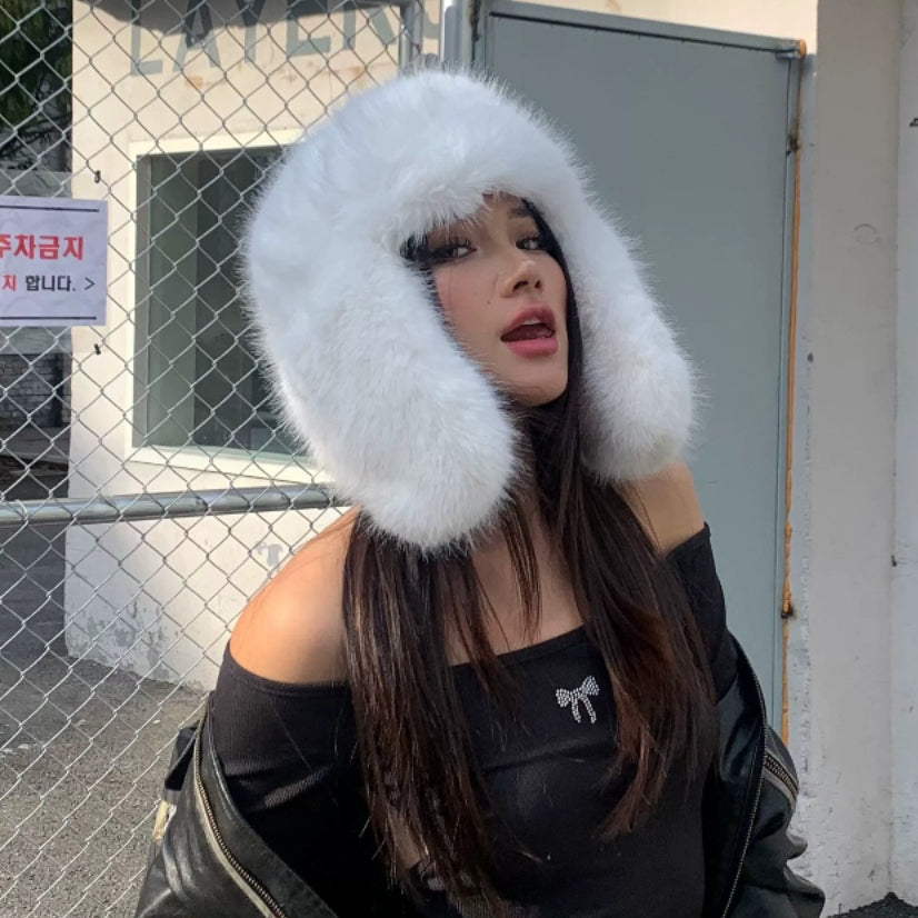 Imitation Mink Plush Hat Winter Women Ear Protection Bomber Hats White Cap - Tophatter Daily Deals