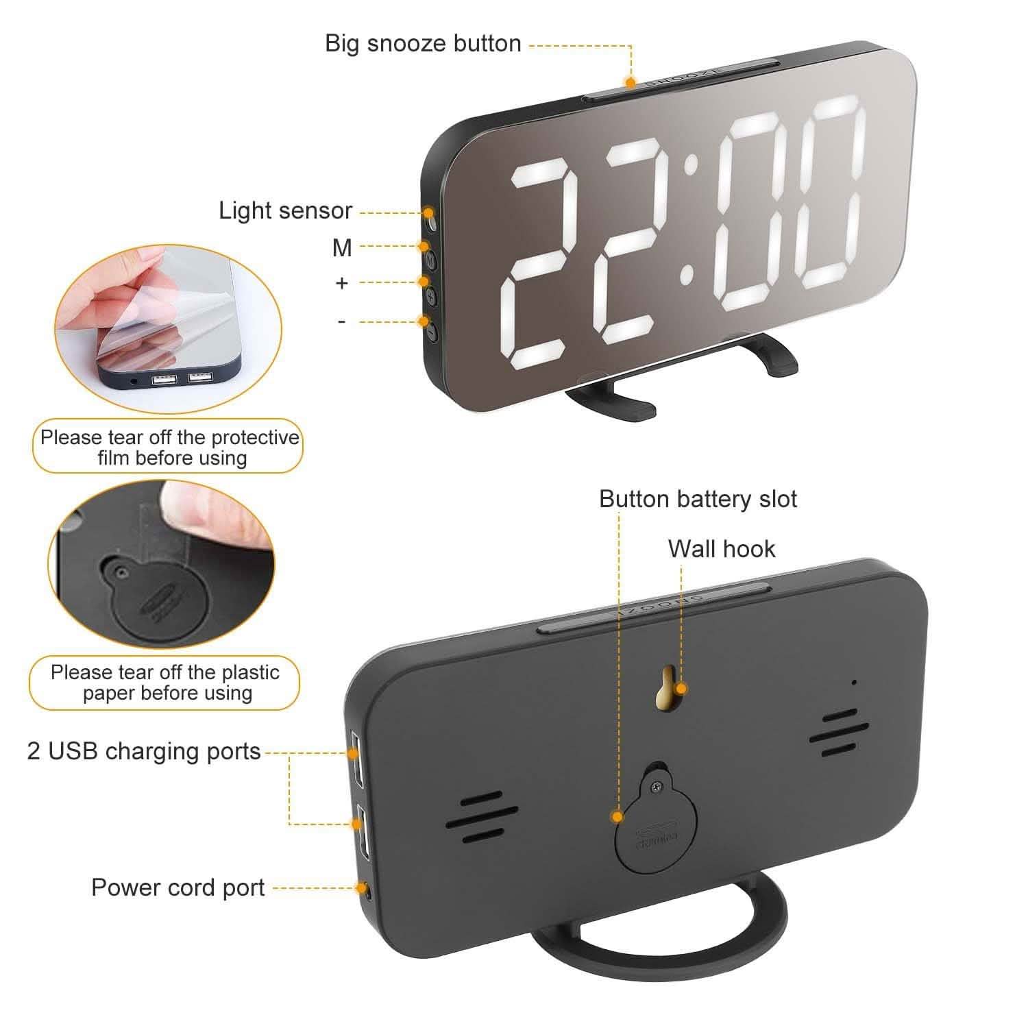 Mirror LED Electronic Alarm Clock Household Appliances - Tophatter Daily Deals