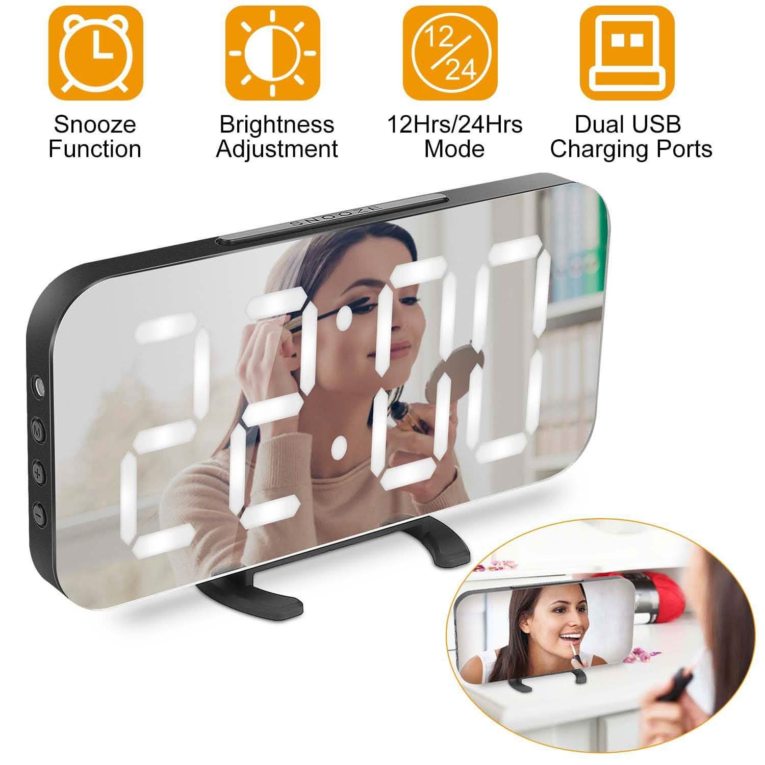 Mirror LED Electronic Alarm Clock Household Appliances - Tophatter Daily Deals