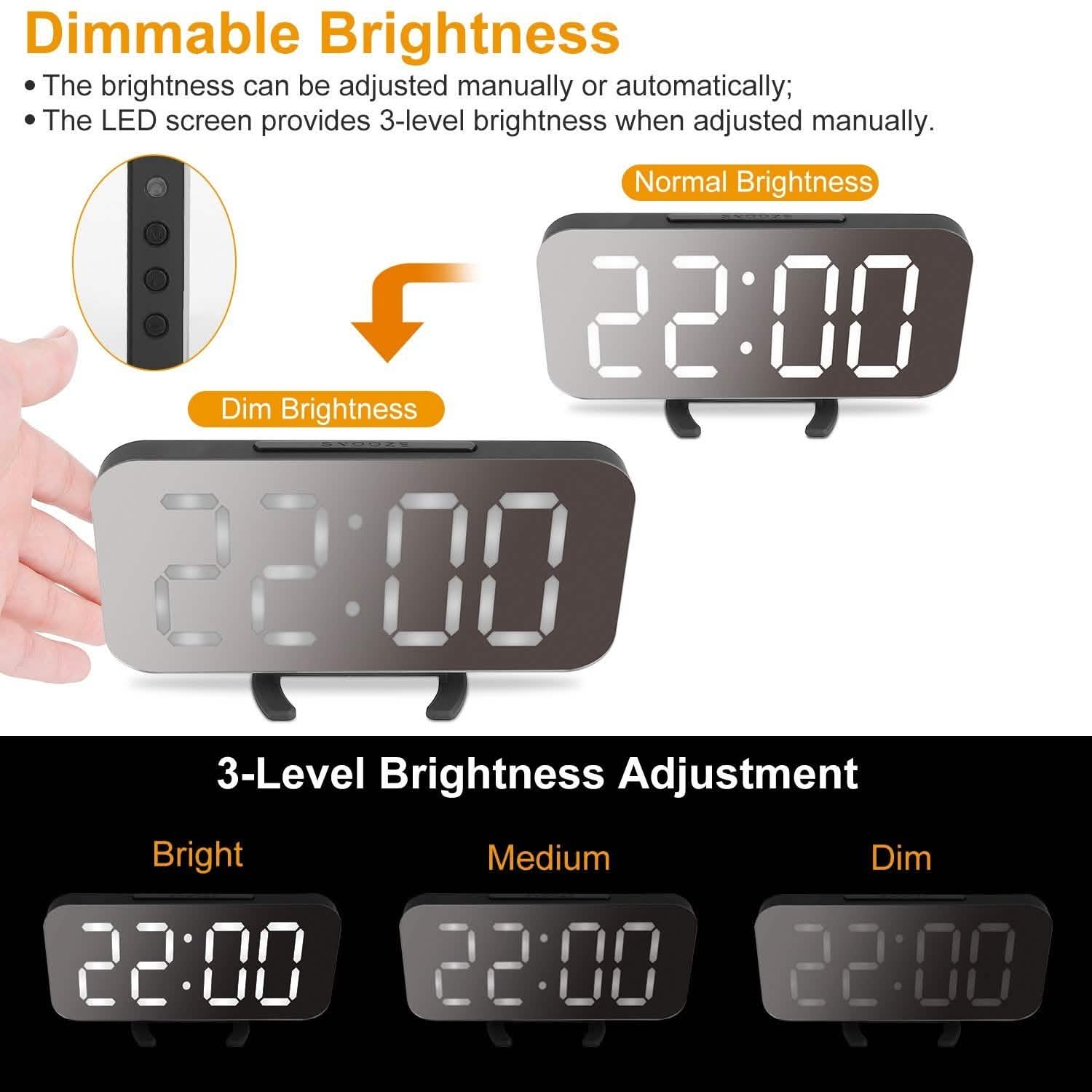 Mirror LED Electronic Alarm Clock Household Appliances - Tophatter Daily Deals