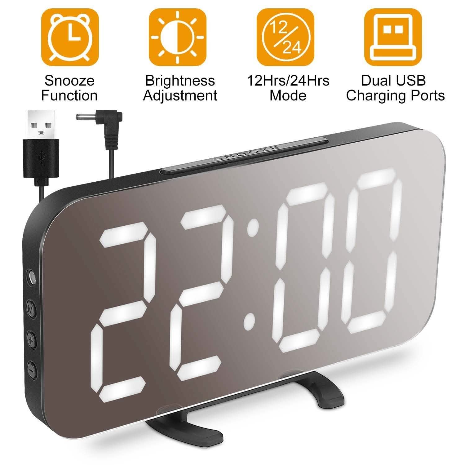 Mirror LED Electronic Alarm Clock Household Appliances - Tophatter Daily Deals