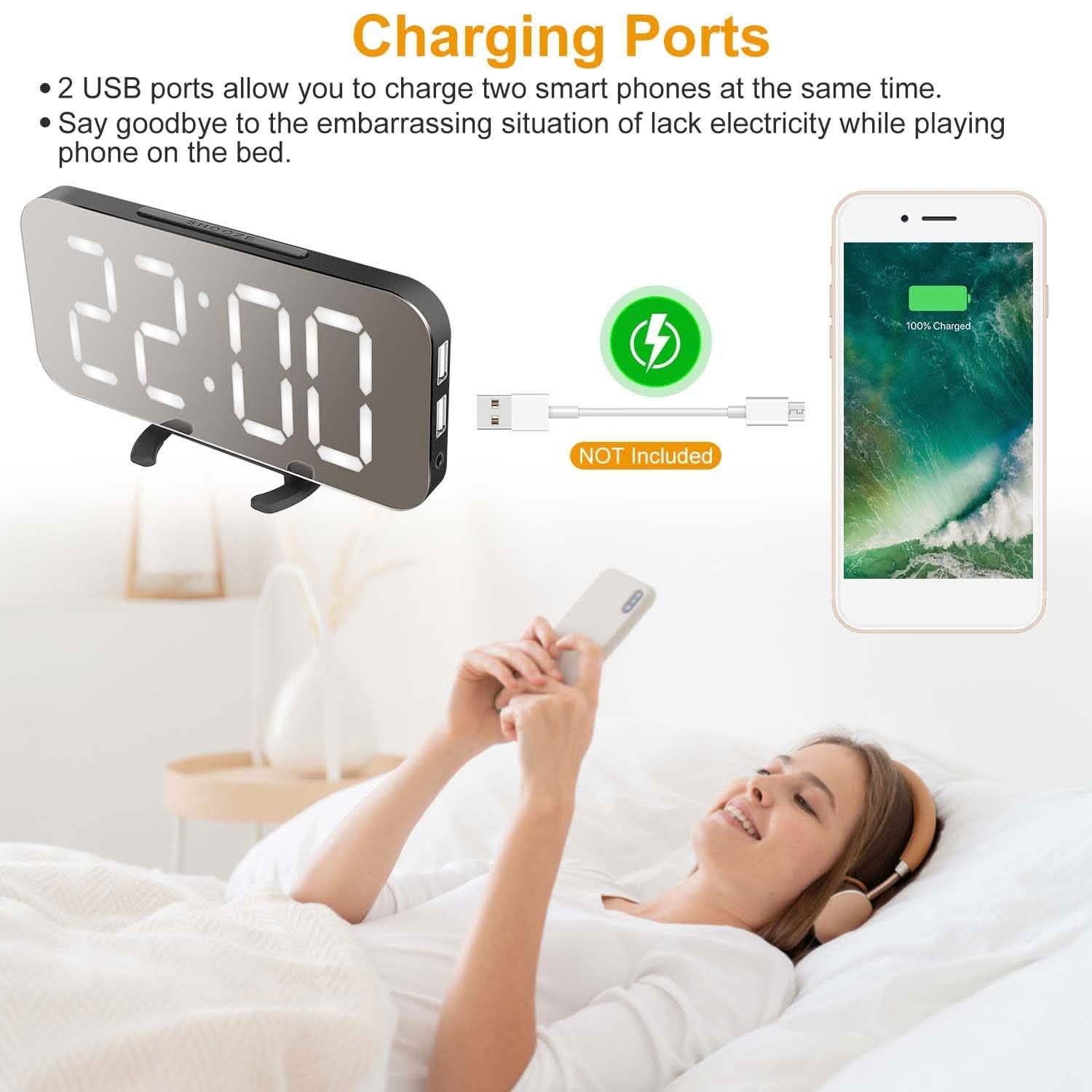 Mirror LED Electronic Alarm Clock Household Appliances - Tophatter Daily Deals