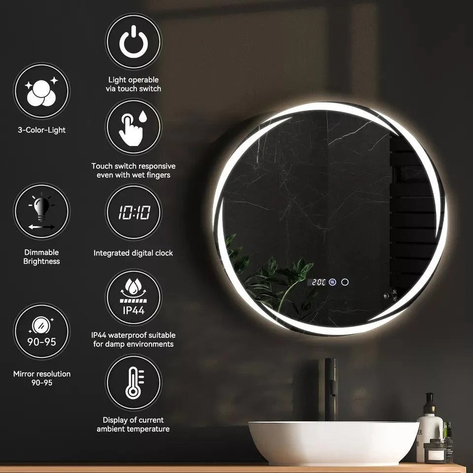 Light Up Mirror For Bathroom - LED Illuminated Bathroom Mirror Light Smart Touch Control New - Tophatter Daily Deals