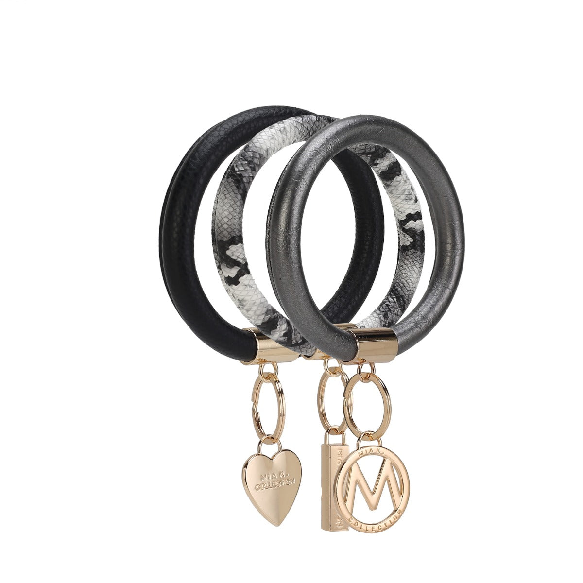MKF Collection Women's Jasmine Bangle Bracelet Keyring Set Black Keyrings - Tophatter Daily Deals