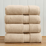 100% Cotton Premium Bath Towel Set - Chiara Collection Bath Towel (Pack of 4) Sandstone Bath - Tophatter Daily Deals