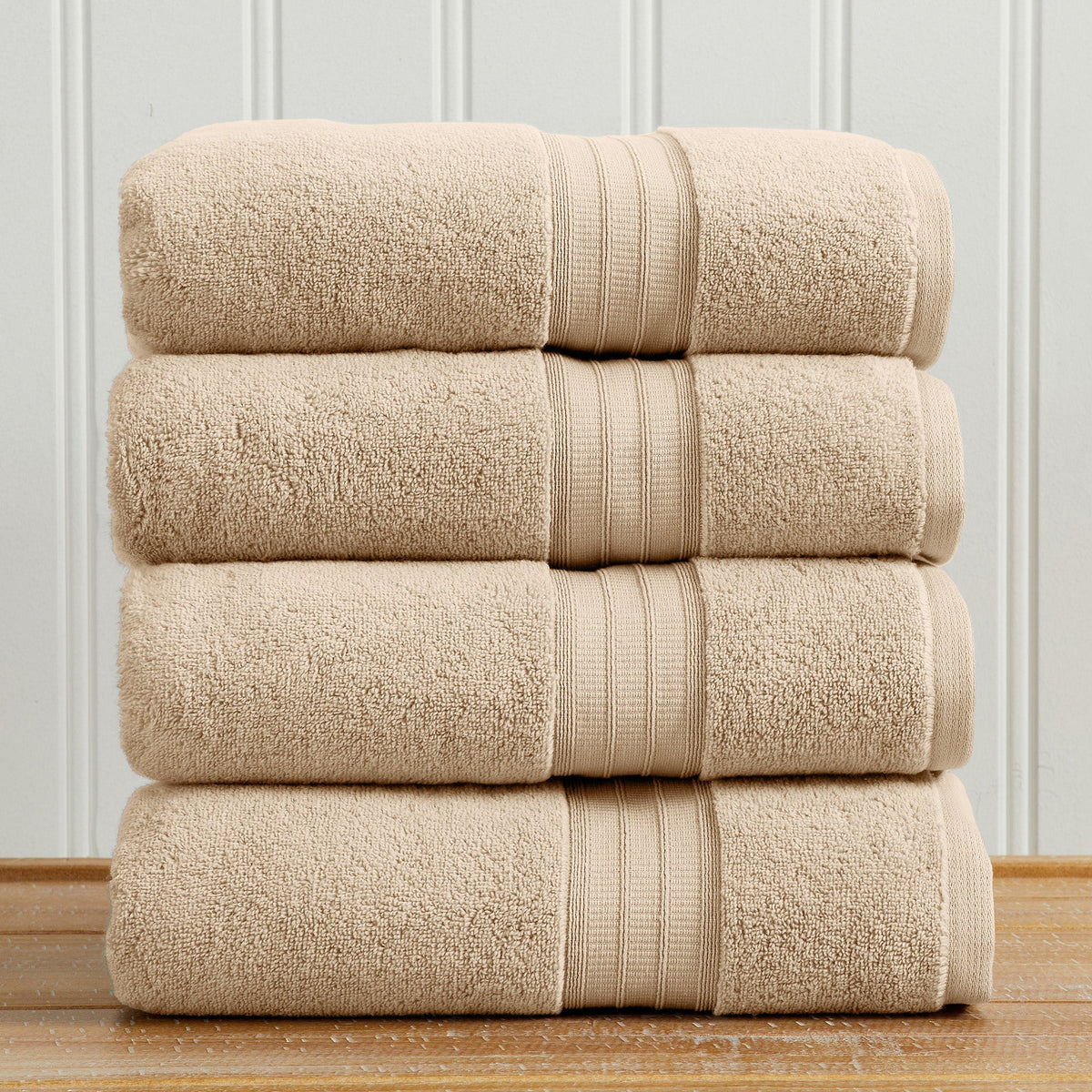 100% Cotton Premium Bath Towel Set - Chiara Collection Bath Towel (Pack of 4) Sandstone Bath - Tophatter Daily Deals