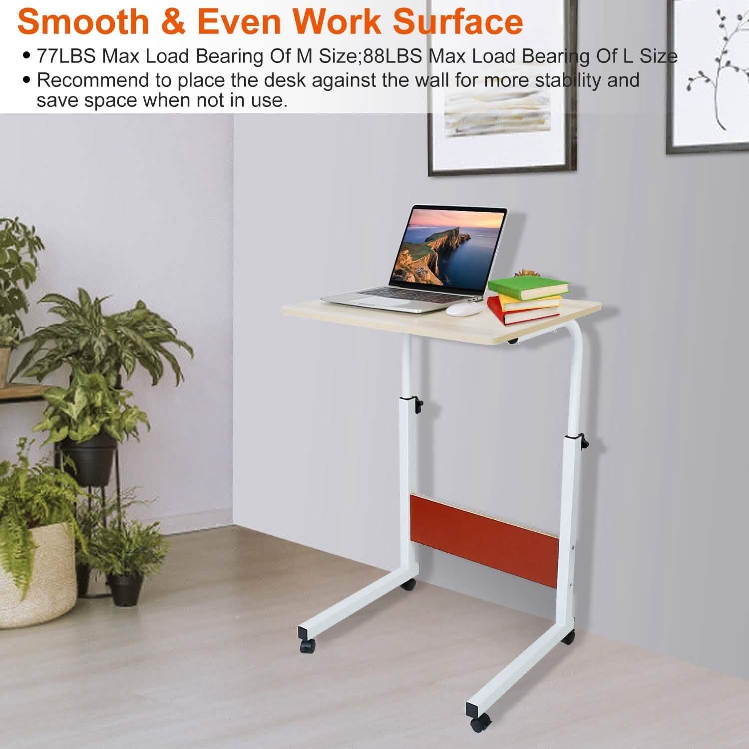 Mobile Laptop Desk Height Adjustable Rolling Wheels Computer Accessories - Tophatter Daily Deals