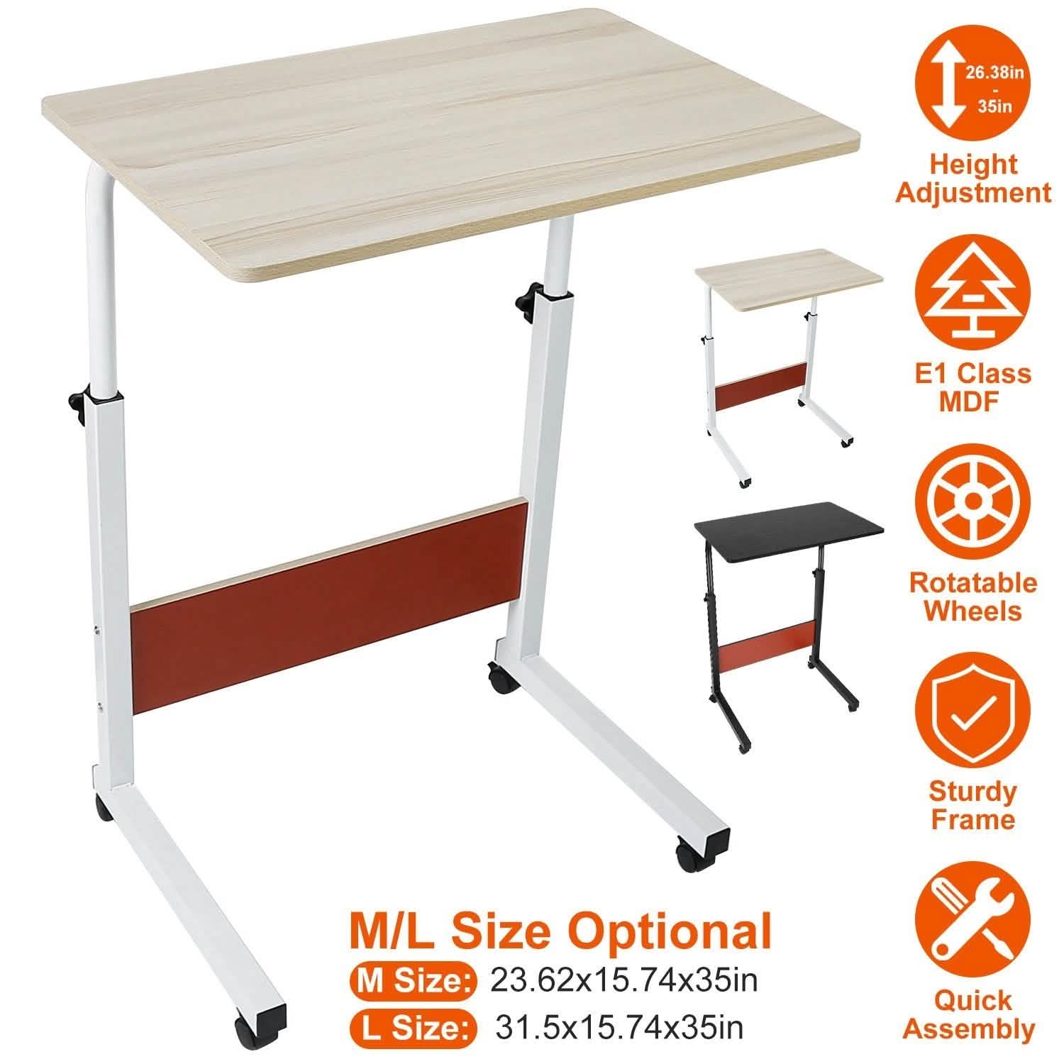 Mobile Laptop Desk Height Adjustable Rolling Wheels Computer Accessories - Tophatter Daily Deals