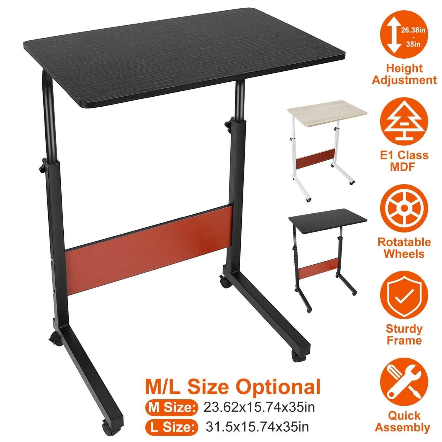 Mobile Laptop Desk Height Adjustable Rolling Wheels Computer Accessories - Tophatter Daily Deals
