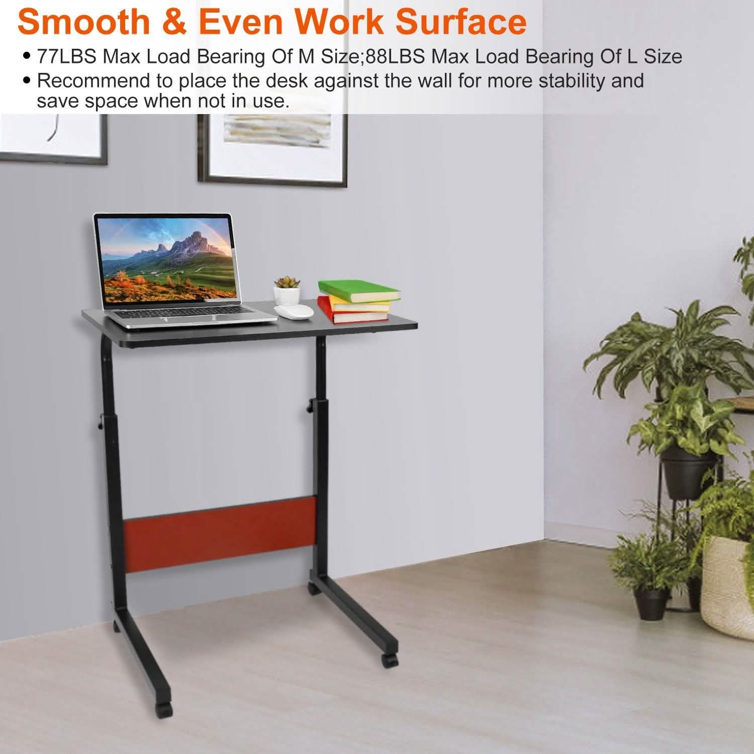Mobile Laptop Desk Height Adjustable Rolling Wheels Computer Accessories - Tophatter Daily Deals
