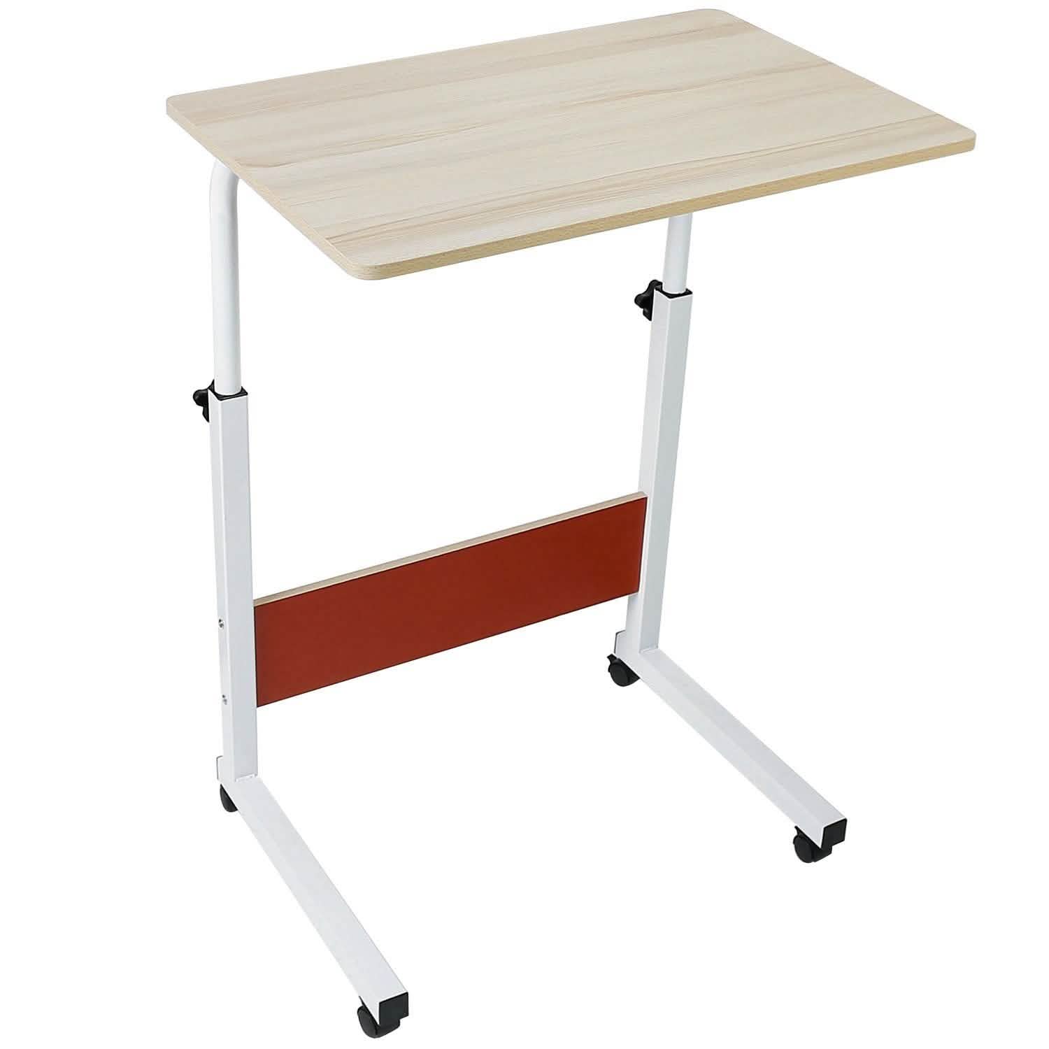 Mobile Laptop Desk Height Adjustable Rolling Wheels White Computer Accessories - Tophatter Daily Deals