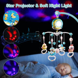 Mobile Star Projection Nursery Light Baby Rattle Toy with Music Box Remote Control Baby Gear - Tophatter Daily Deals