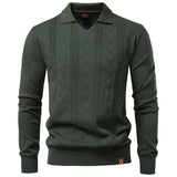 Modern Henley Polo Men Solid Color Long Sleeve Army Green Men's Clothing - Tophatter Daily Deals