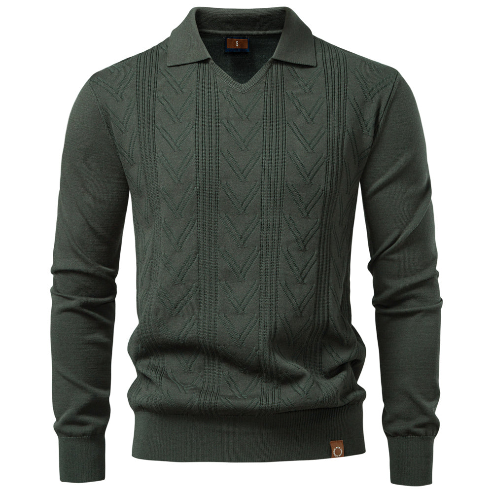 Modern Henley Polo Men Solid Color Long Sleeve Army Green Men's Clothing - Tophatter Daily Deals