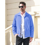 Modern Work Outings Coat With Zipper Pockets Light Blue Men's Clothing - Tophatter Daily Deals