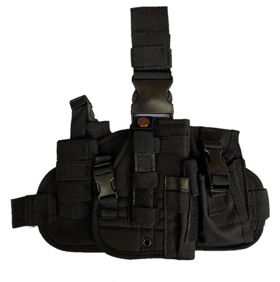 MOLLE DROPLEG PLATFORM W/ POUCHES - BLACK - Tophatter's Army Deals HOLSTERS & BAGS - Tophatter Daily Deals