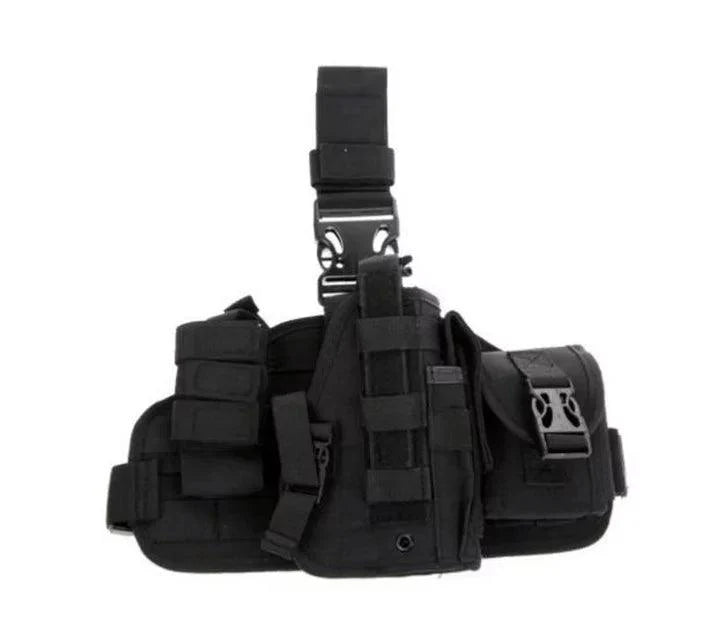 MOLLE DROPLEG PLATFORM W/ POUCHES - BLACK - Tophatter's Army Deals HOLSTERS & BAGS - Tophatter Daily Deals