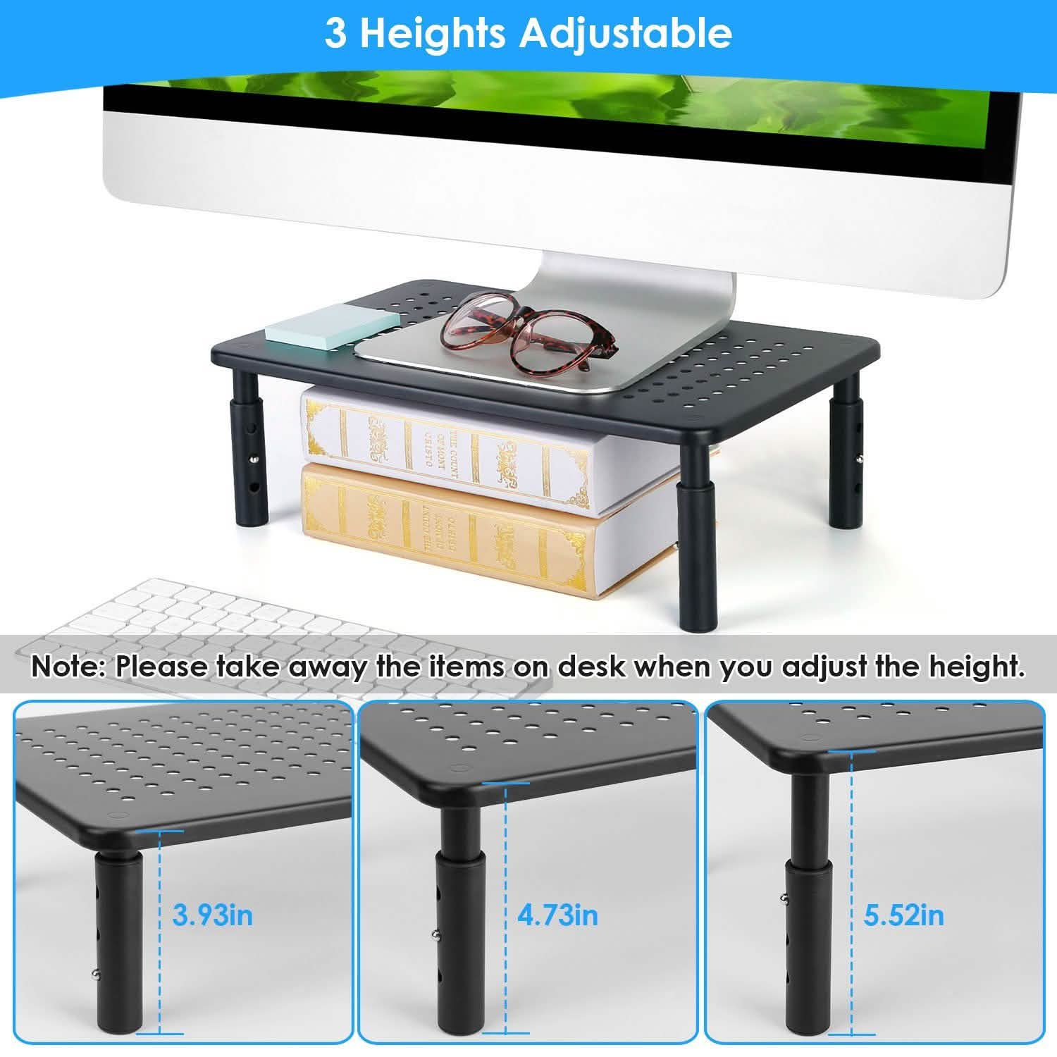 Monitor Stand Riser 3 Height Adjustable Desk Computer Accessories - Tophatter Daily Deals