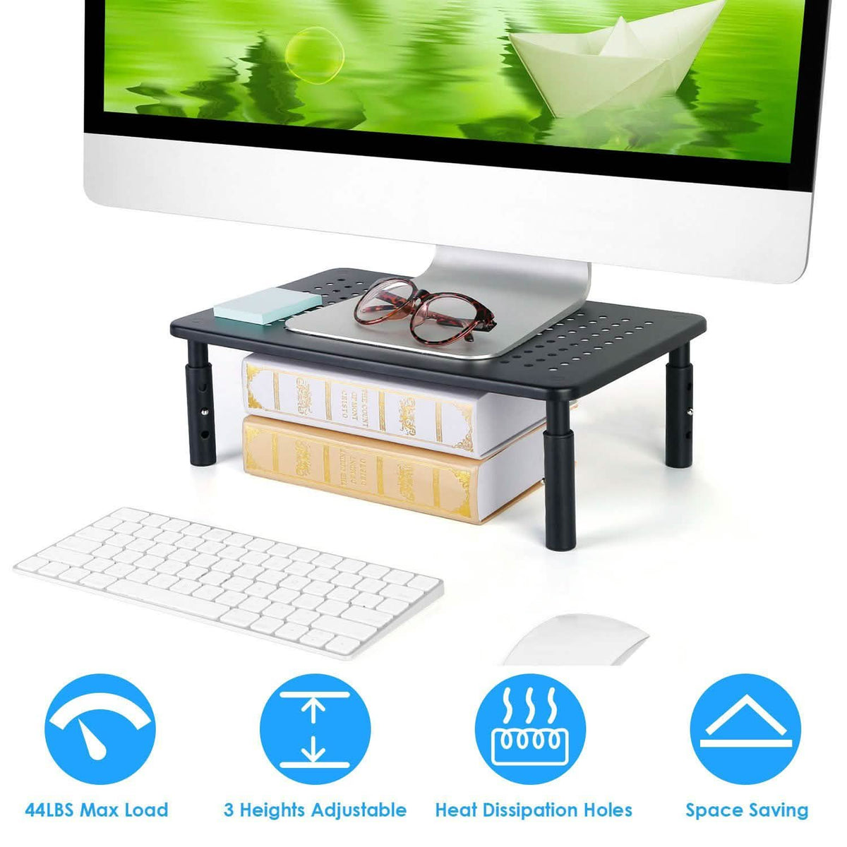 Monitor Stand Riser 3 Height Adjustable Desk Computer Accessories - Tophatter Daily Deals
