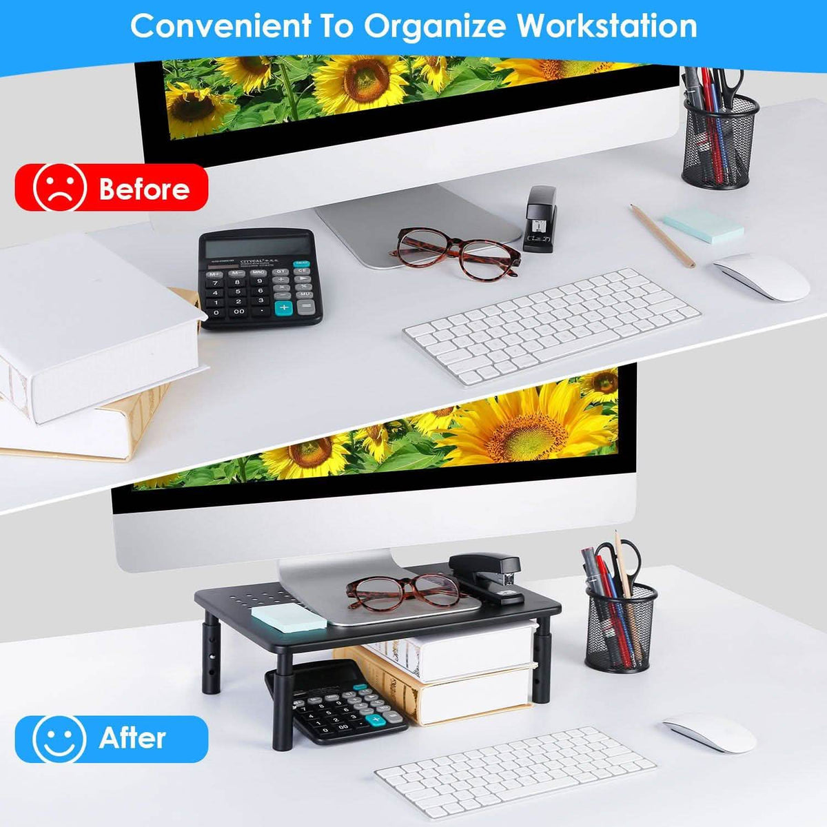 Monitor Stand Riser 3 Height Adjustable Desk Computer Accessories - Tophatter Daily Deals