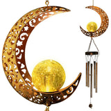 Moon Crackle Glass Ball Wind Chimes Solar Wind Chimes Garden & Patio - Tophatter Daily Deals