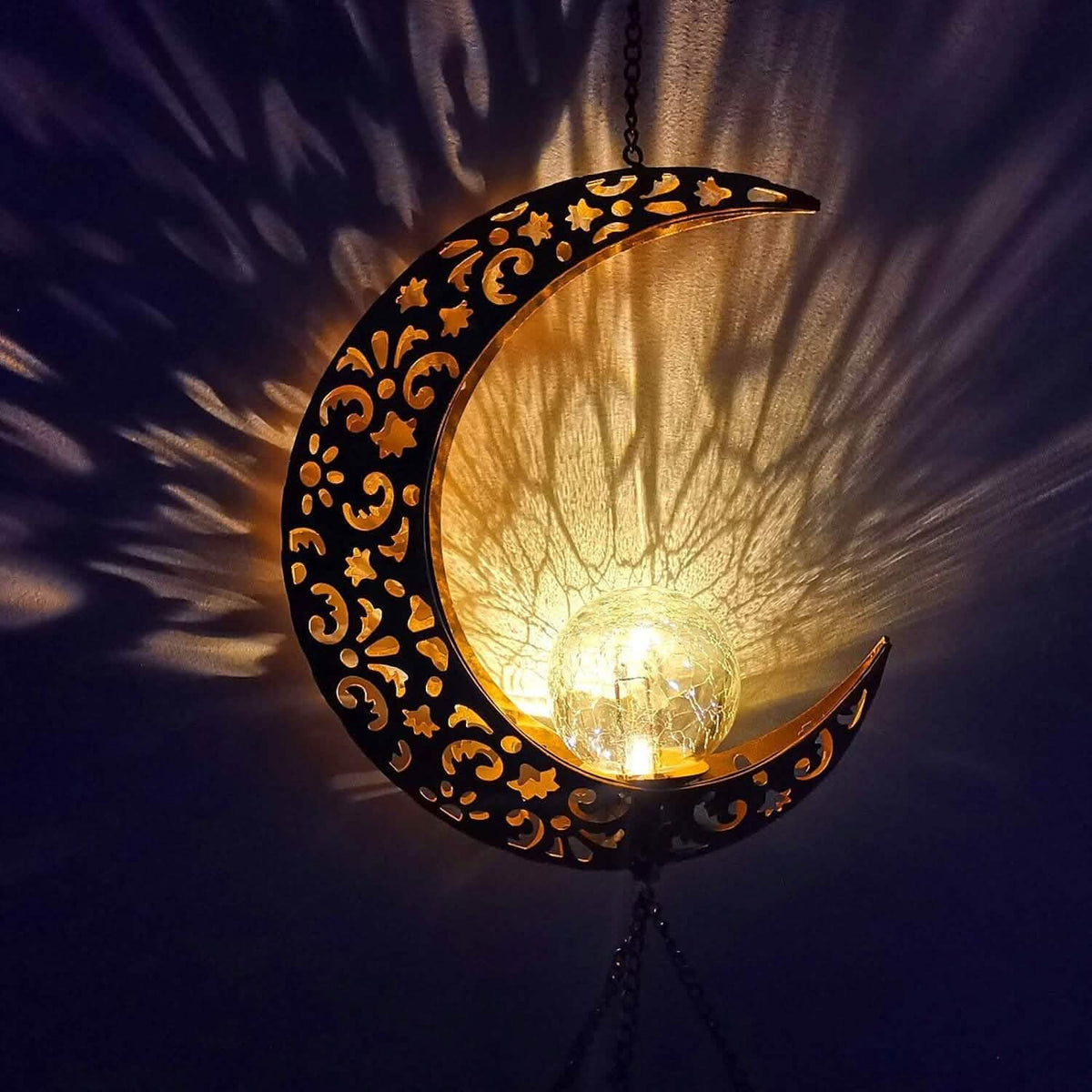 Moon Crackle Glass Ball Wind Chimes Solar Wind Chimes Garden & Patio - Tophatter Daily Deals