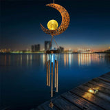 Moon Crackle Glass Ball Wind Chimes Solar Wind Chimes Garden & Patio - Tophatter Daily Deals