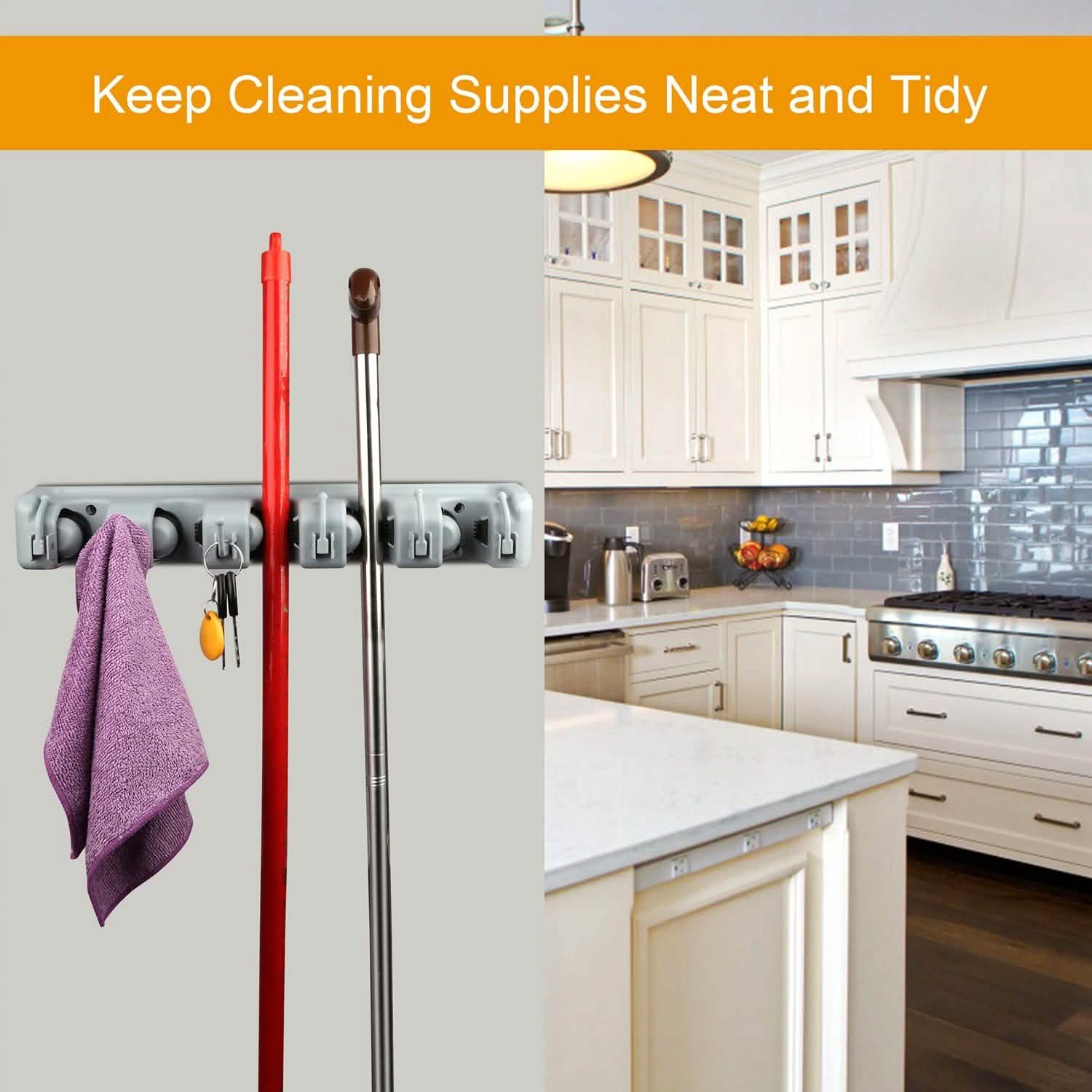 Mop Holder Wall Mount Hanger Organizer Storage Storage & Organization - Tophatter Daily Deals